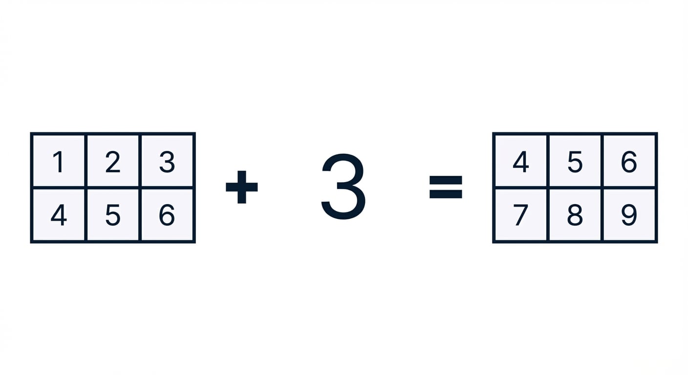Gráfico del número tres sumándose a todos los elementos de un array