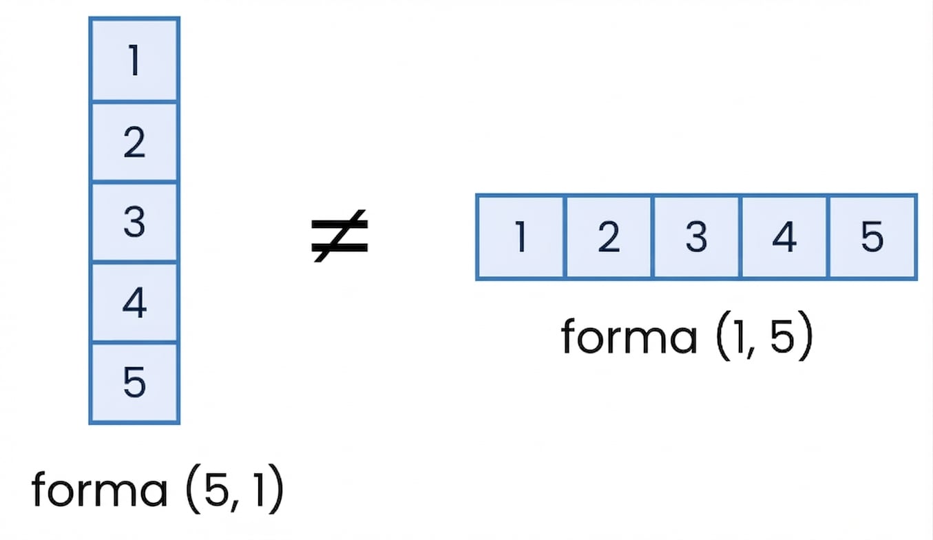 Gráfico que muestra que los arrays 2D pueden ser verticales u horizontales en NumPy
