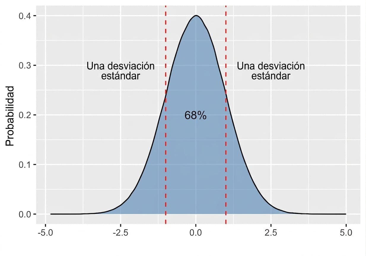 Normal distribution with area between plus minus one standard deviation labeled as 68 percent.png