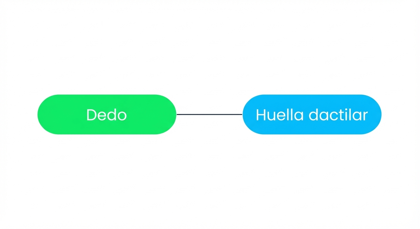 Diagrama que muestra que una huella dactilar solo puede estar asociada a un viajero.