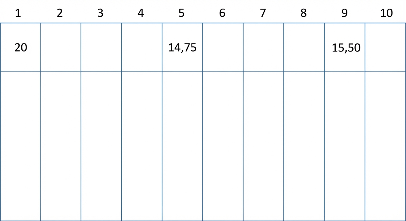 Representación esquemática de una tabla hash con algunos valores.