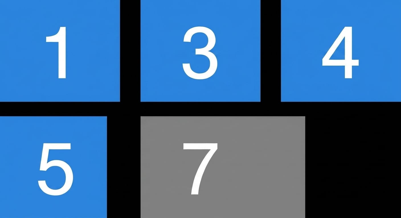 Representación esquemática de una lista con números desordenados. El primer, segundo, tercer y cuarto elementos están en azul.
