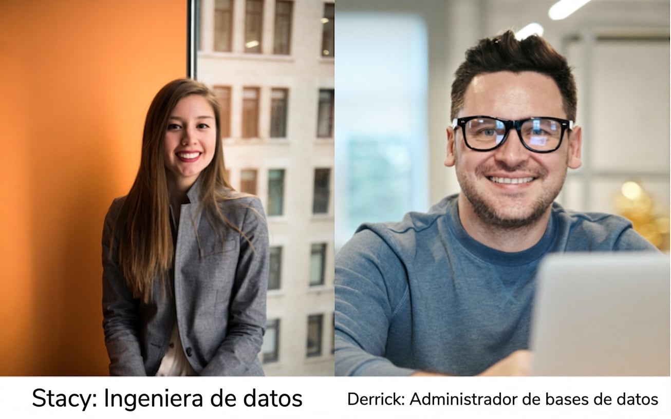 Mujer llamada Stacy y hombre llamado Derrick