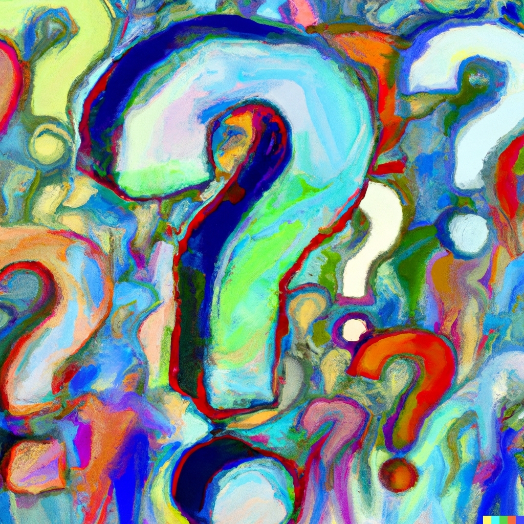 Un gráfico muestra muchos signos de interrogación de colores