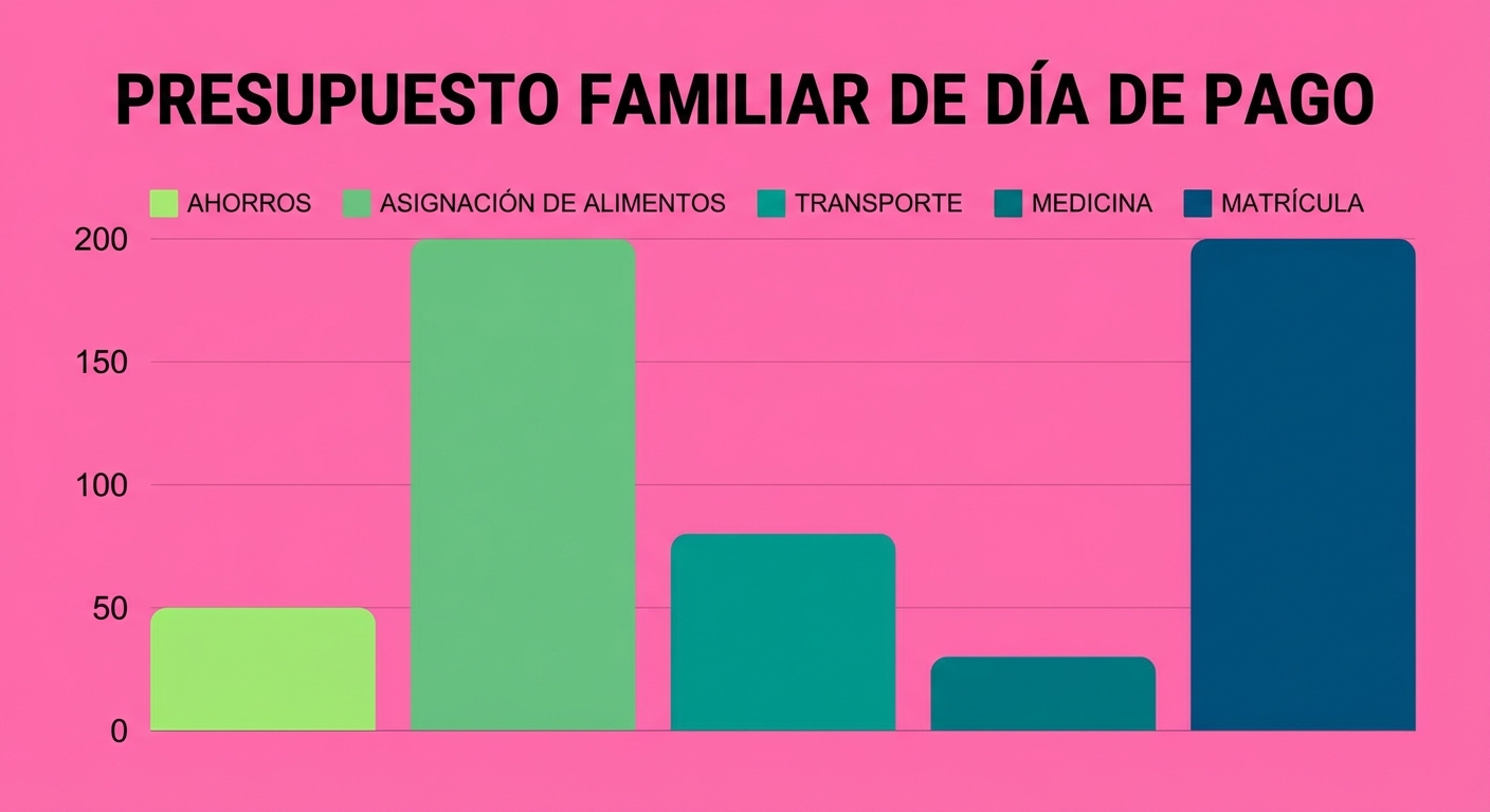 Gráfico de barras que compara el porcentaje del presupuesto relativo al salario en los hogares.