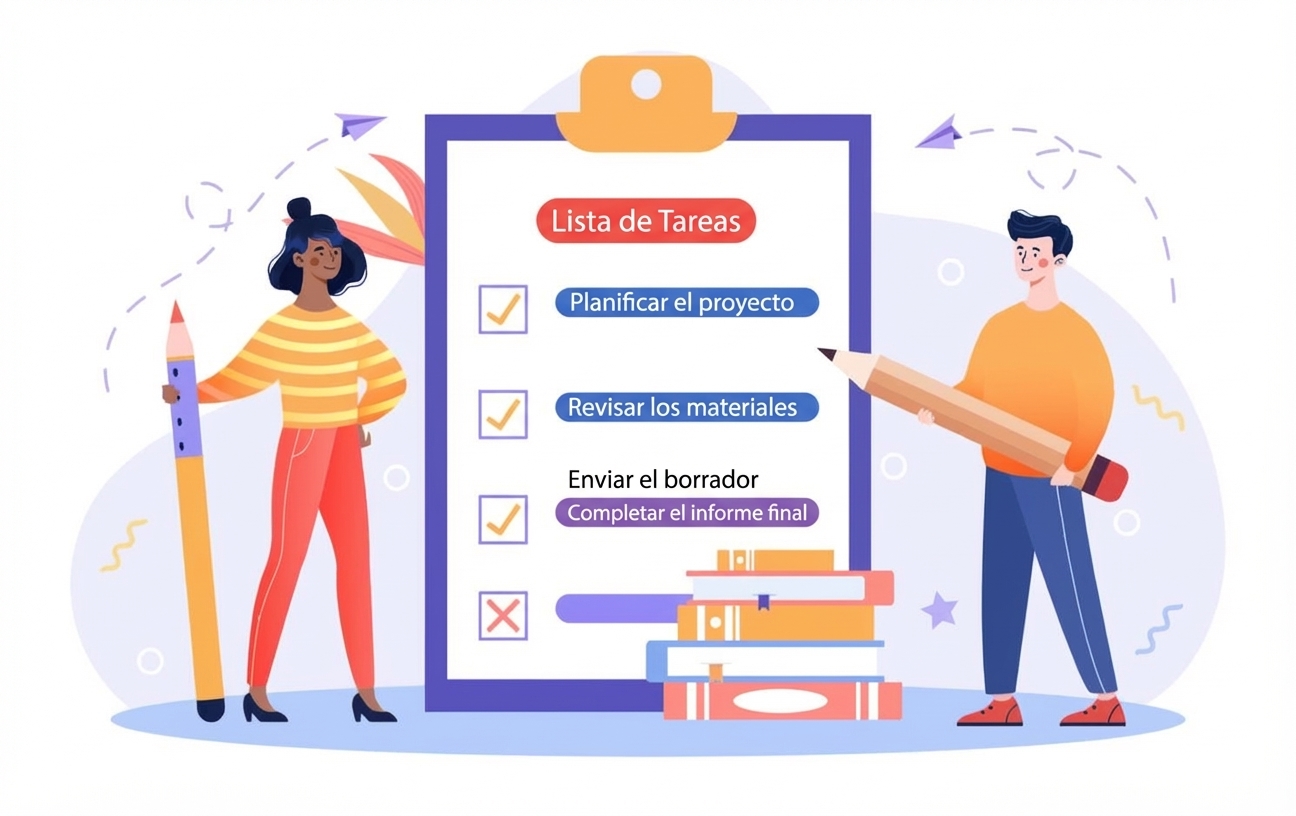 Dos personas junto a una lista de verificación
