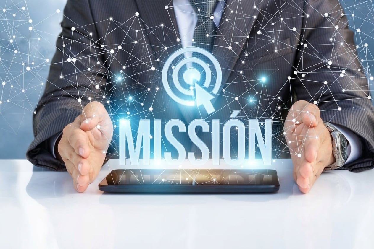 Par de manos sosteniendo la palabra mission