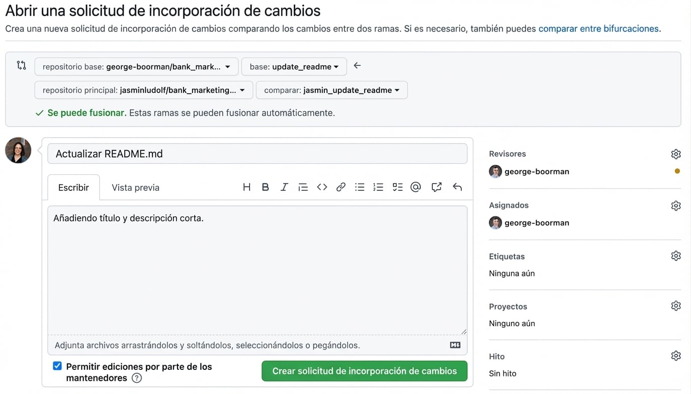 Vista con un revisor solicitado