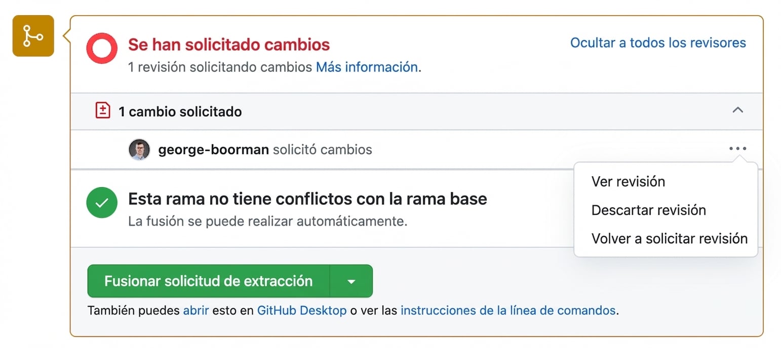 Vista del colaborador para volver a pedir revisión.
