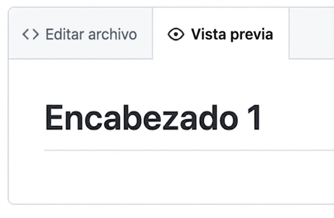 Vista de la vista previa de un archivo Markdown con el encabezado más grande