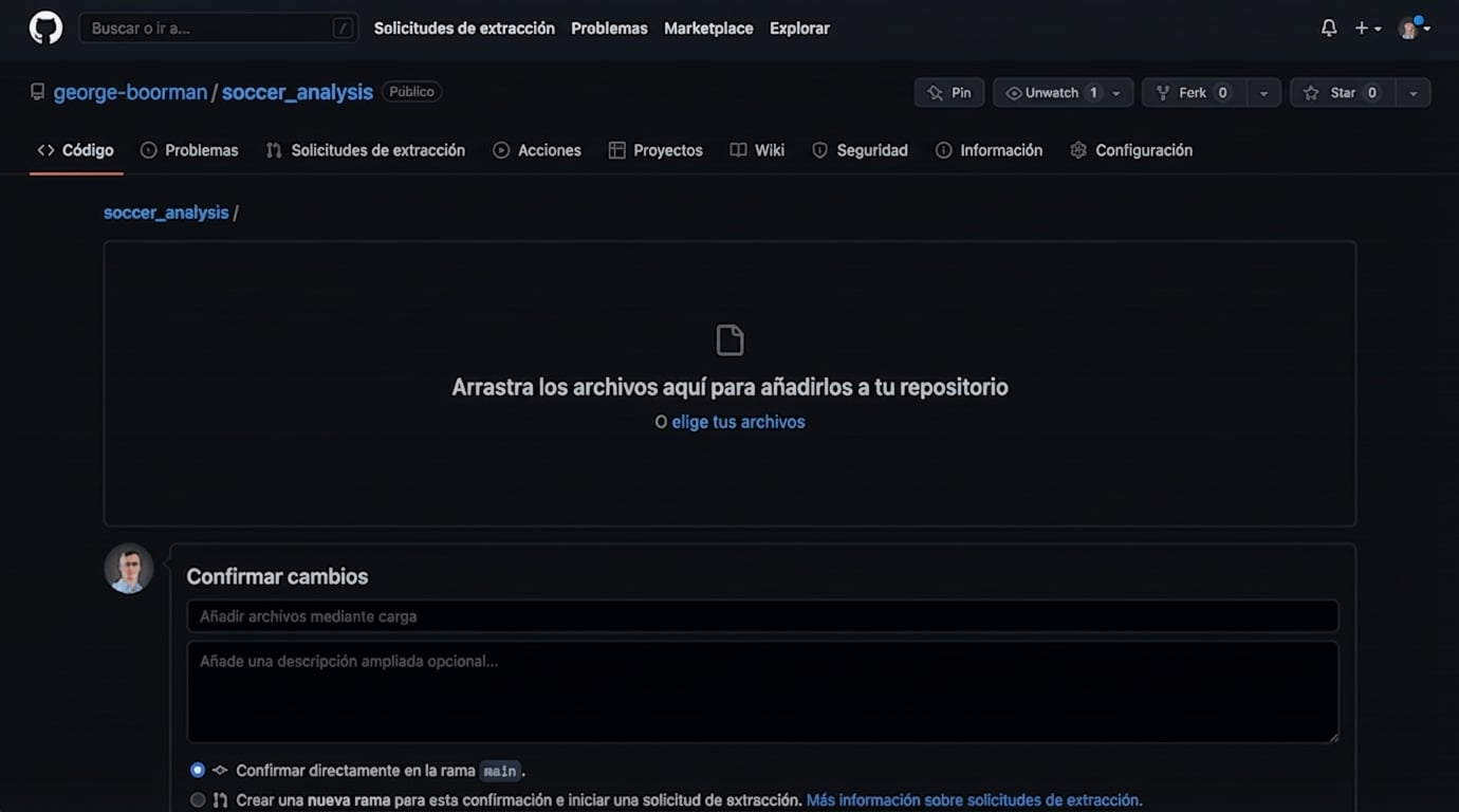arrastrar un archivo para añadirlo al repo