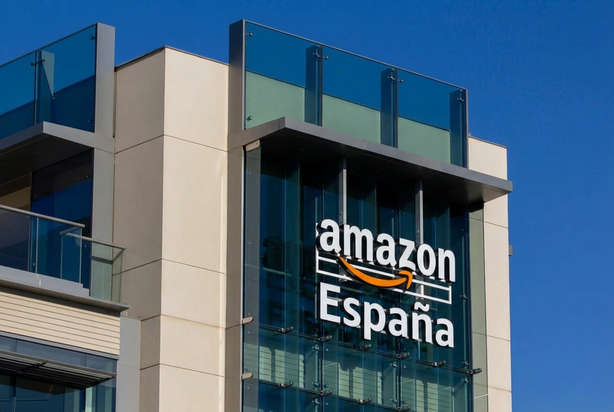 Una foto del edificio de oficinas de Amazon.