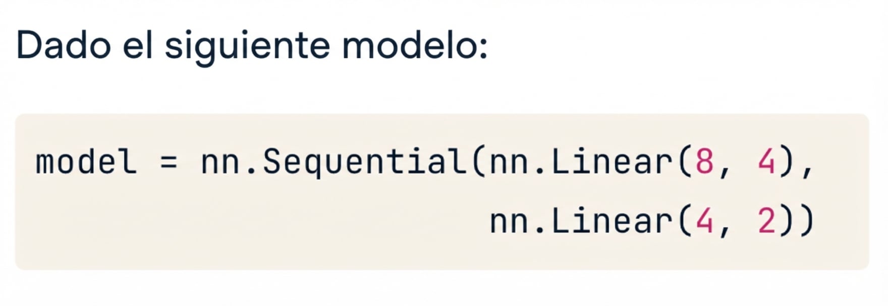 Bloque de código para una red de dos capas
