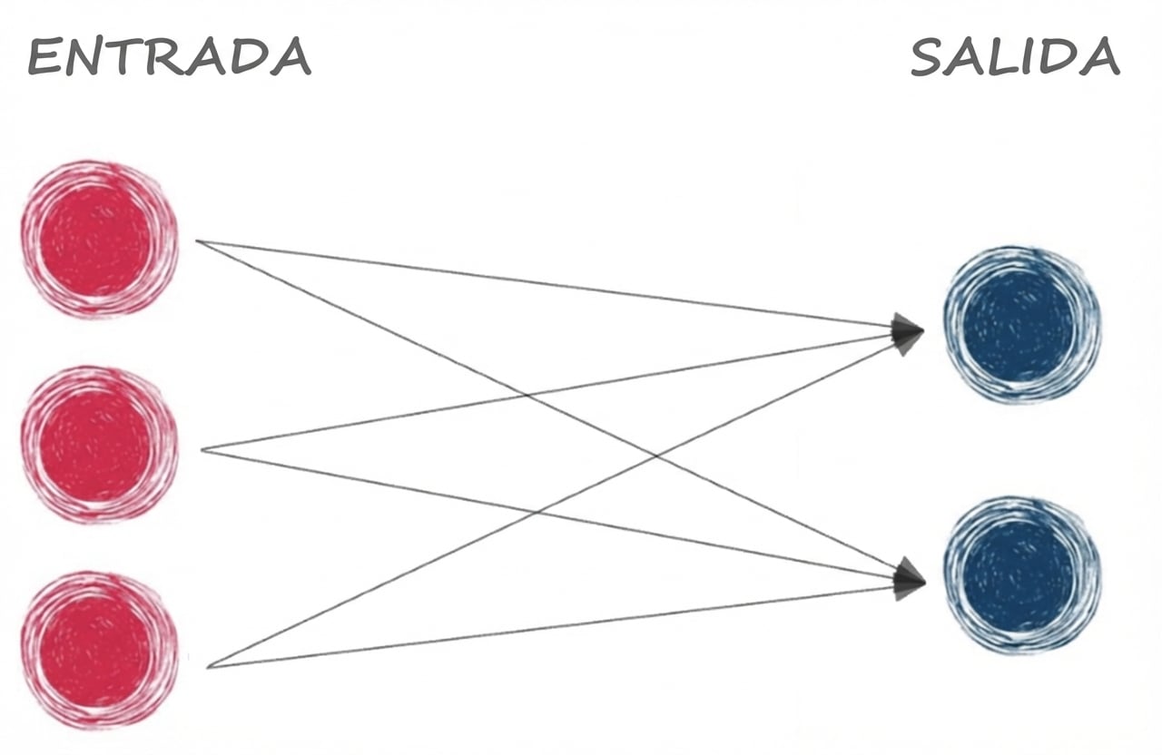 Diagrama que representa una red neuronal básica con solo entrada y salida