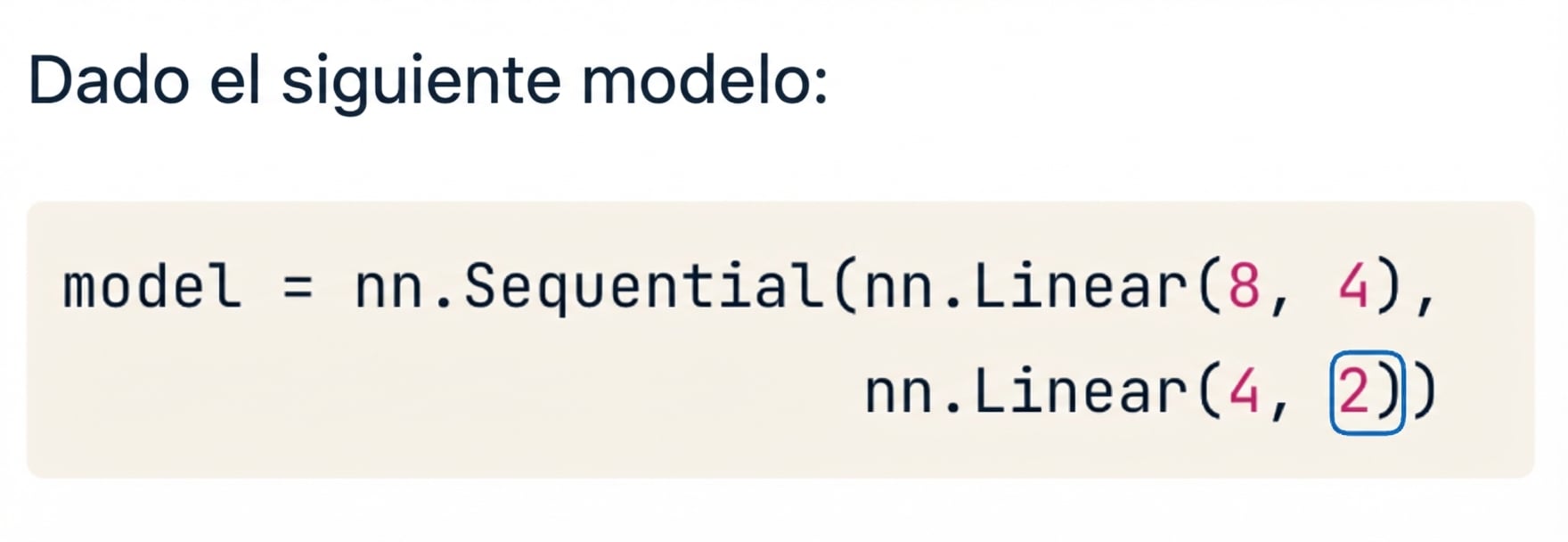 Bloque de código para una red de dos capas