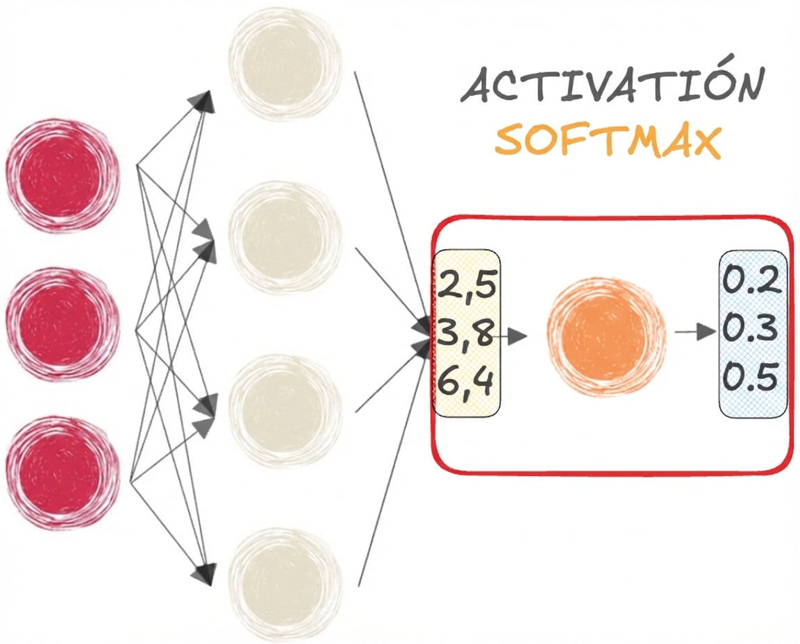 Una red neuronal con función softmax