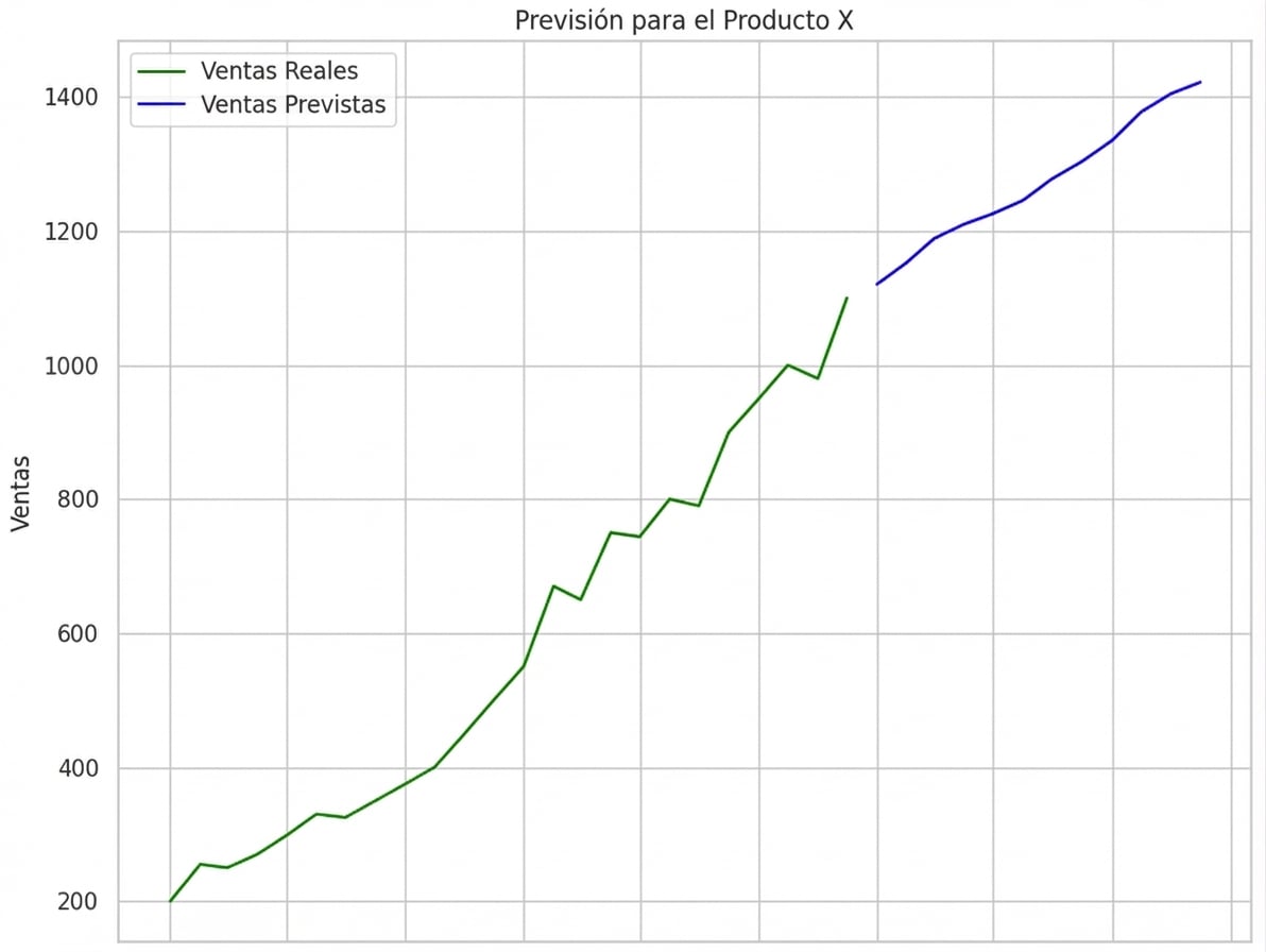 Previsión de ventas, gráfico de líneas