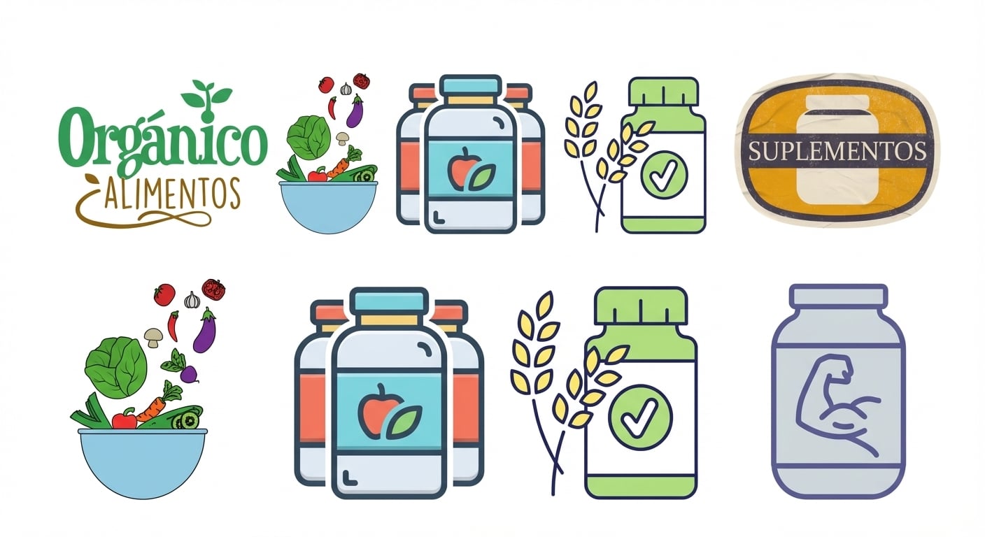 Foto de suplementos y comida orgánica