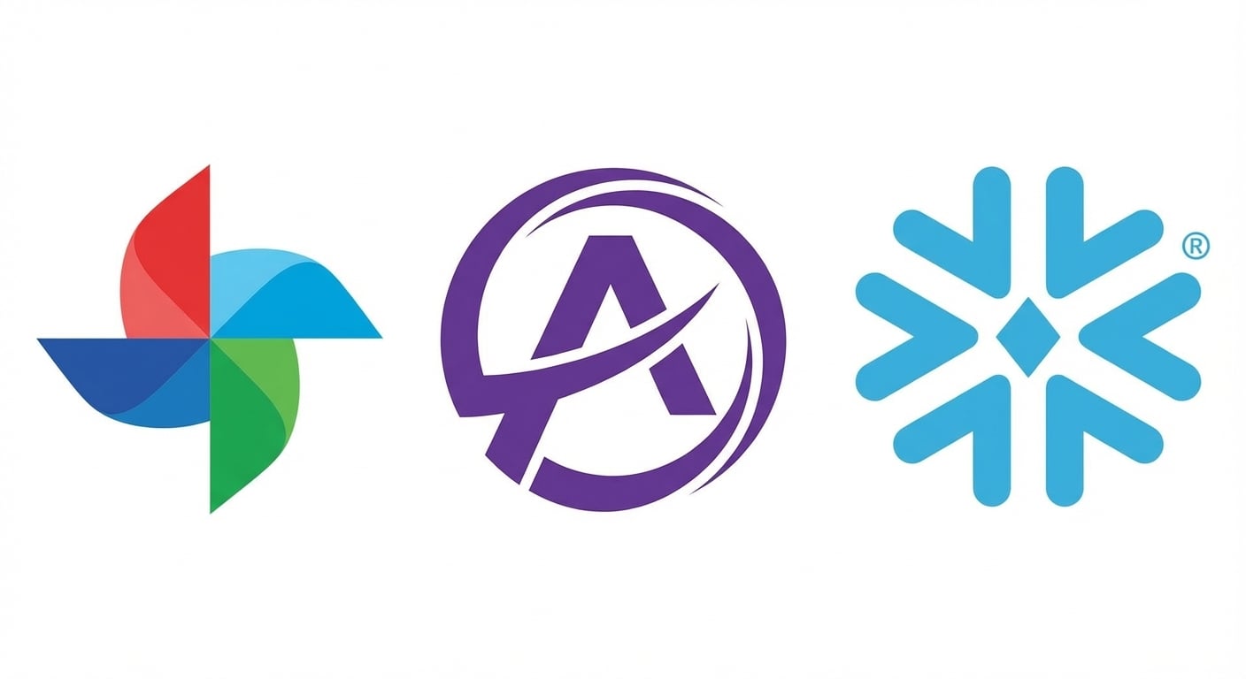 Logotipos de Airflow, Astronomer y Snowflake.