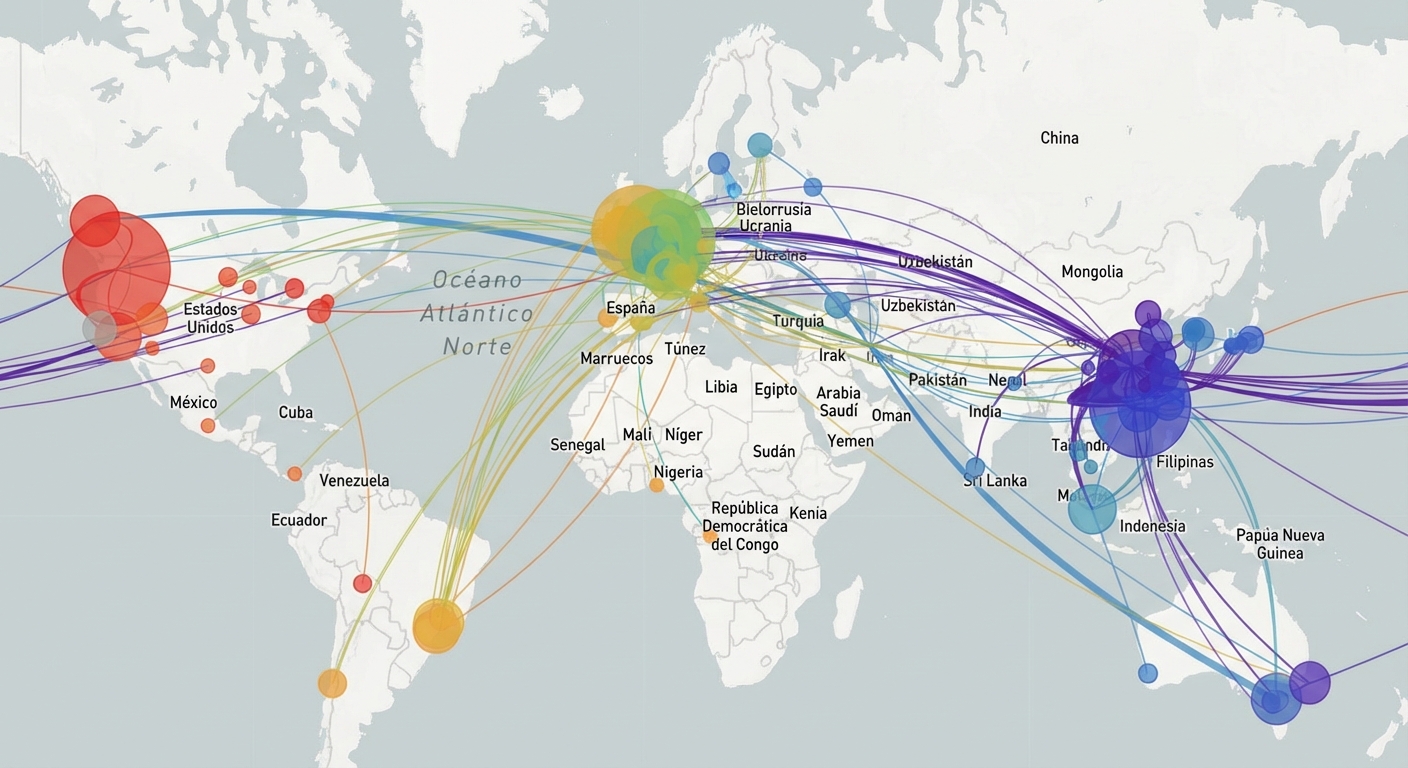 Mapa que indica los epicentros y la propagación de la pandemia