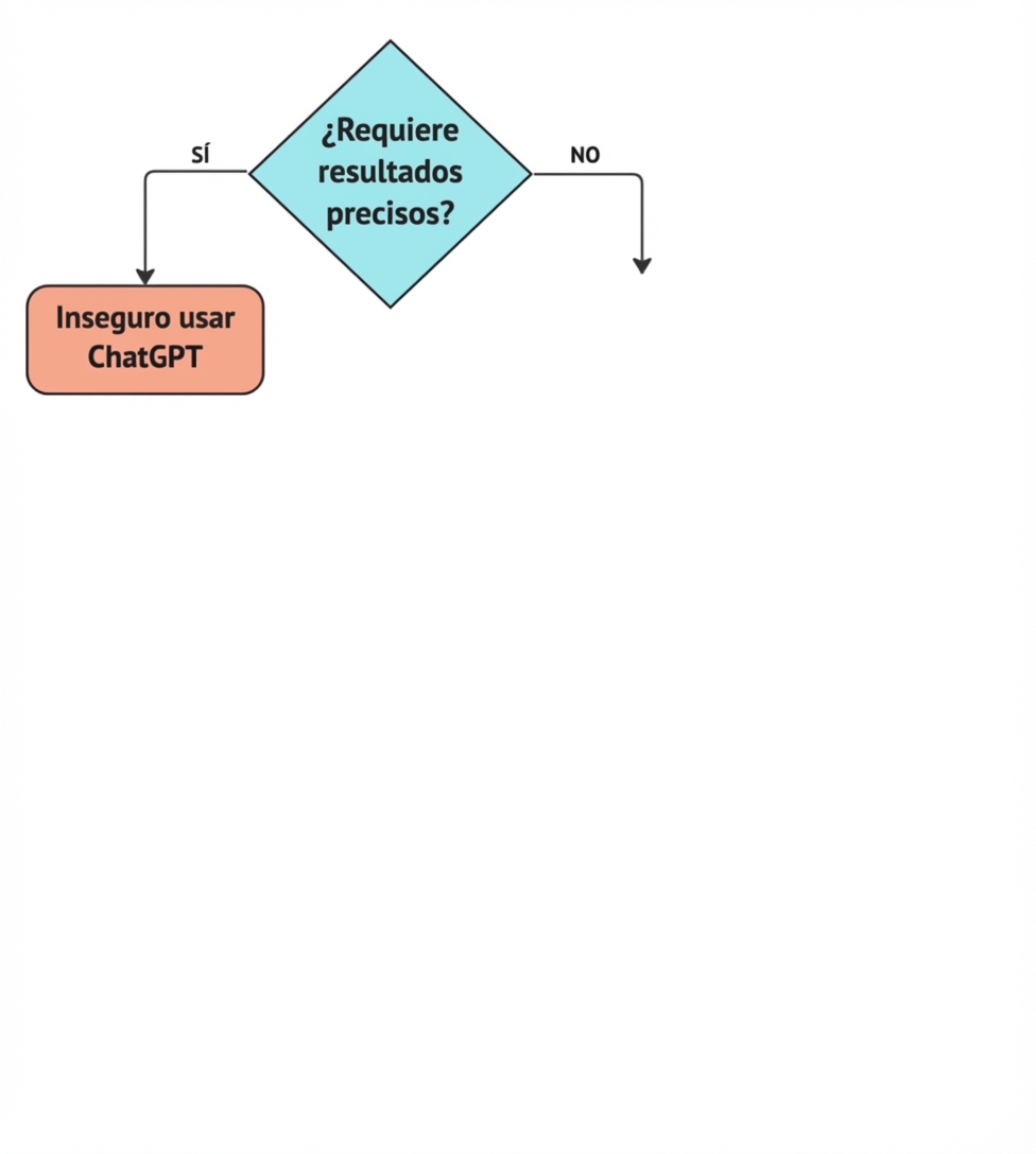 Diagrama de flujo con cuatro preguntas clave para validar si un caso de uso es una aplicación adecuada para ChatGPT.