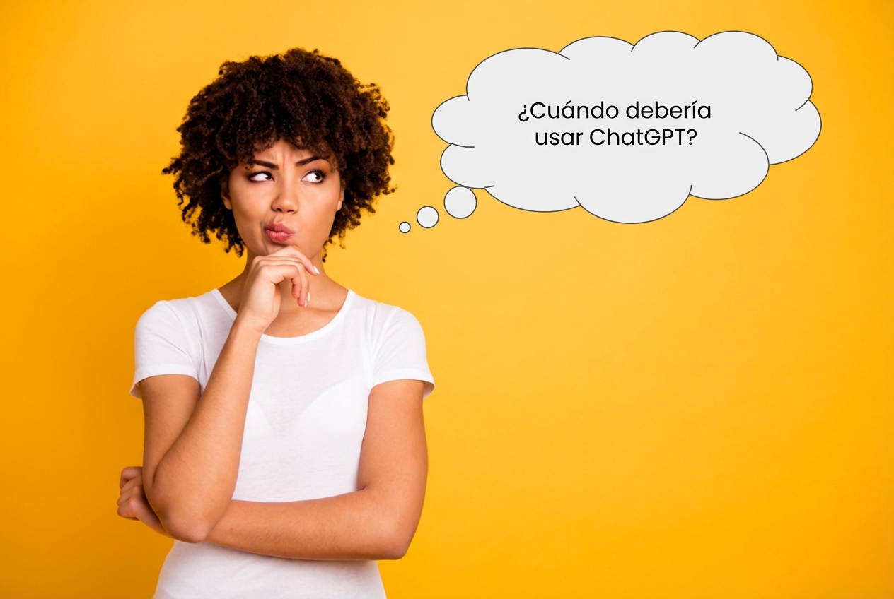 Una persona pensando cuándo puede usar ChatGPT.
