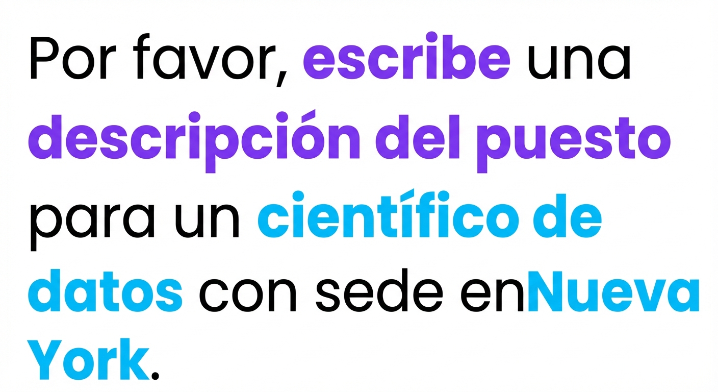 El verbo «escribir» aparece resaltado, ya que ChatGPT comienza a comprender el prompt.