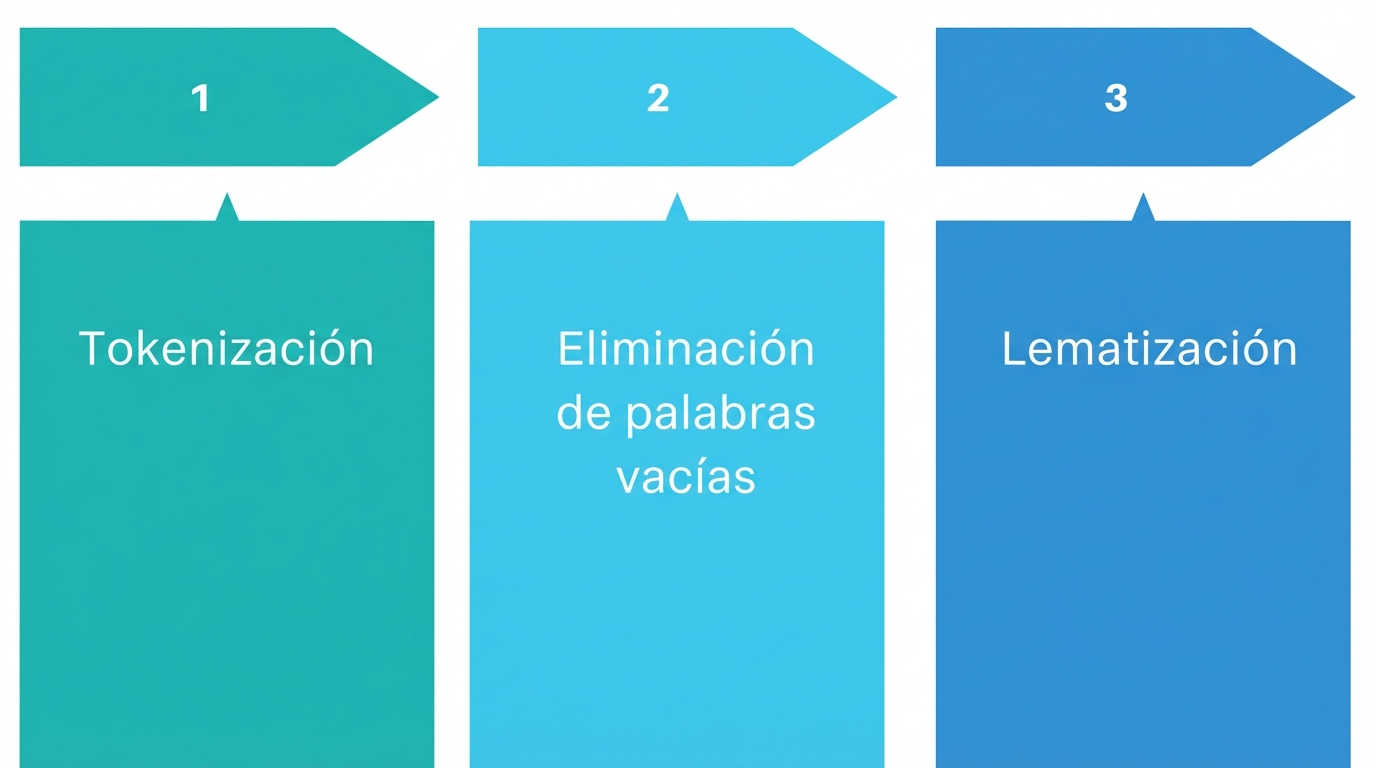 Tres pasos más comunes para el preprocesamiento de texto