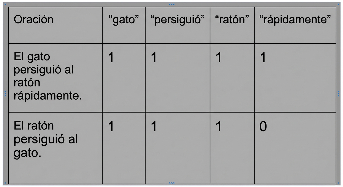 Una matriz con una representación de bolsa de palabras