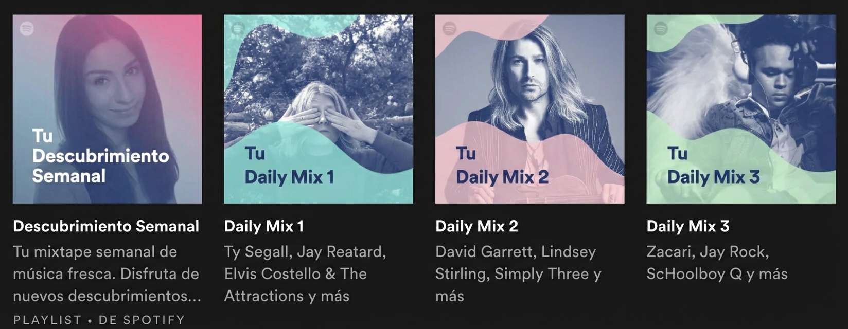 Imagen que muestra una aplicación musical con recomendaciones basadas en inteligencia artificial