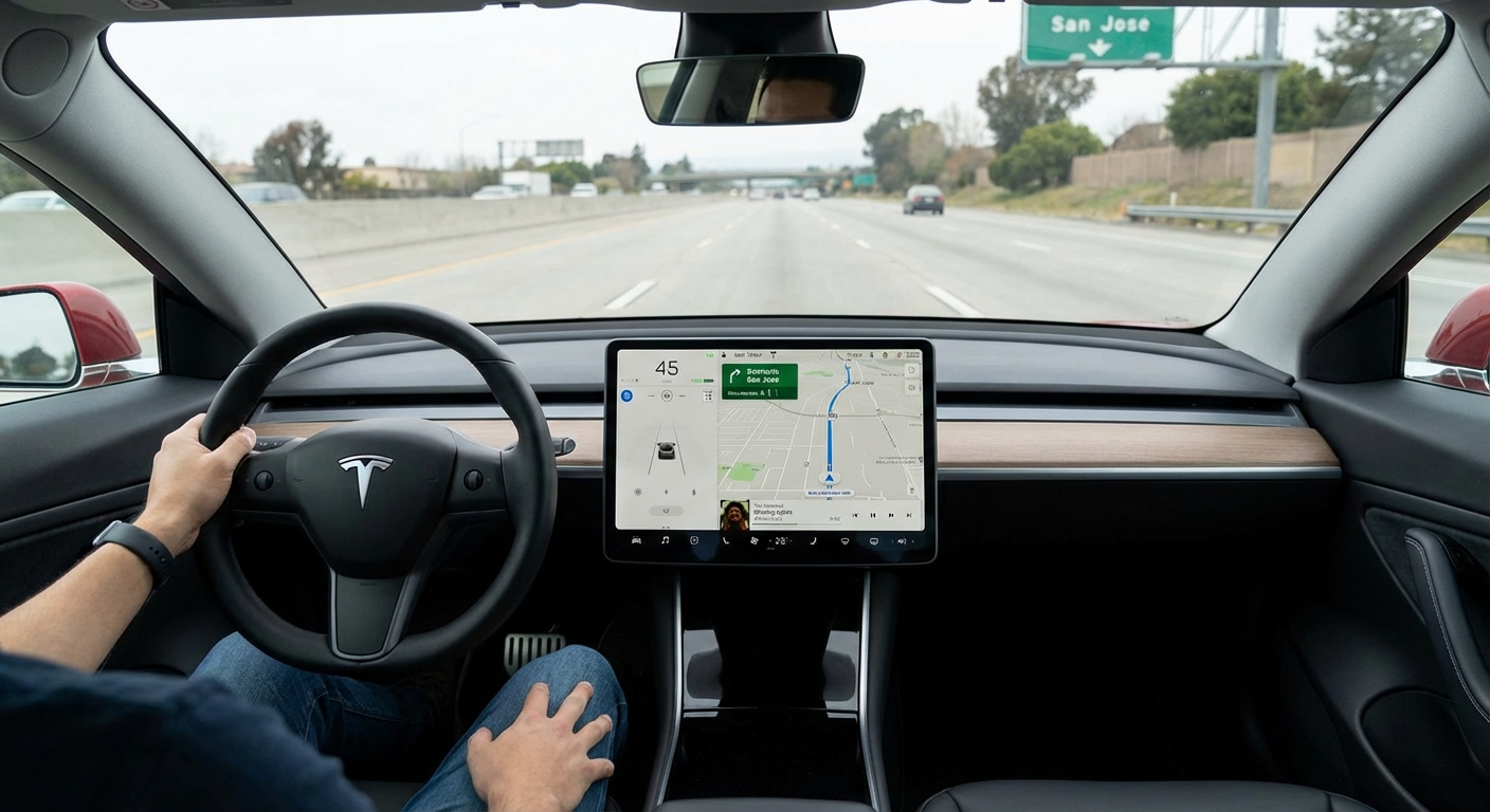 Imagen que muestra el coche autónomo de Tesla.