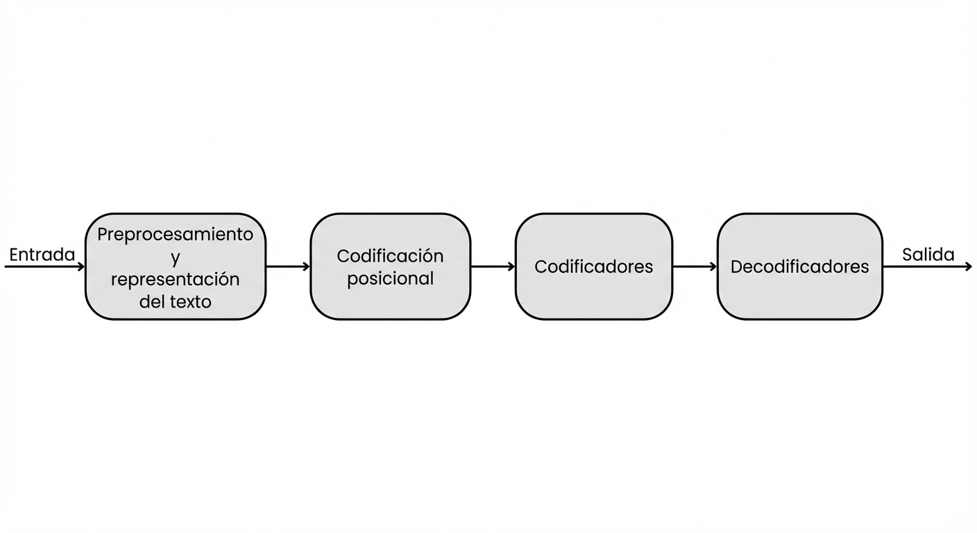 Componentes internos y flujo de datos dentro de un transformador