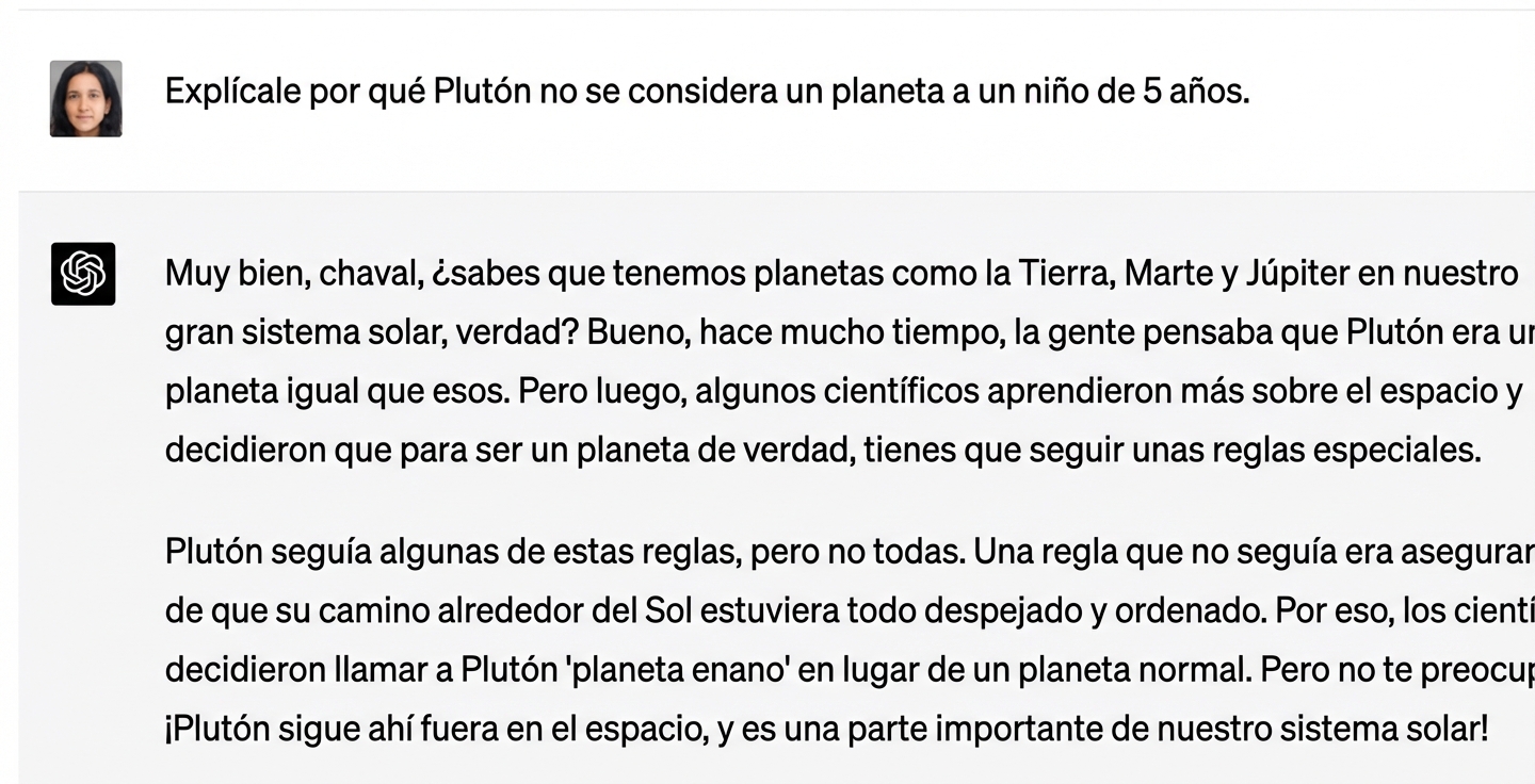 Un ejemplo de conversación que explica por qué Plutón no forma parte del sistema solar a un niño de 5 años.