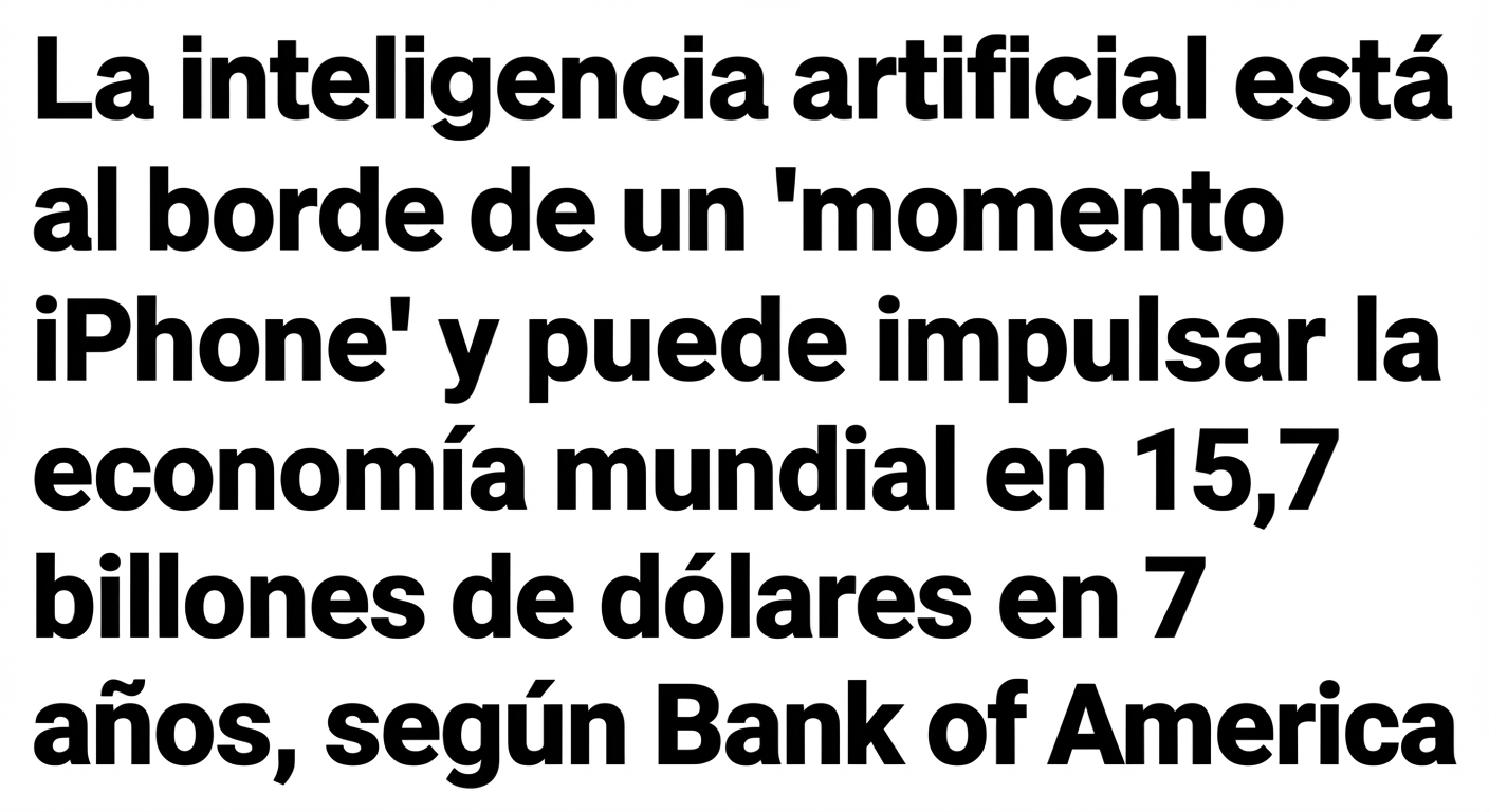 Un titular de noticias que dice: La inteligencia artificial está a punto de vivir un momento similar al del iPhone.