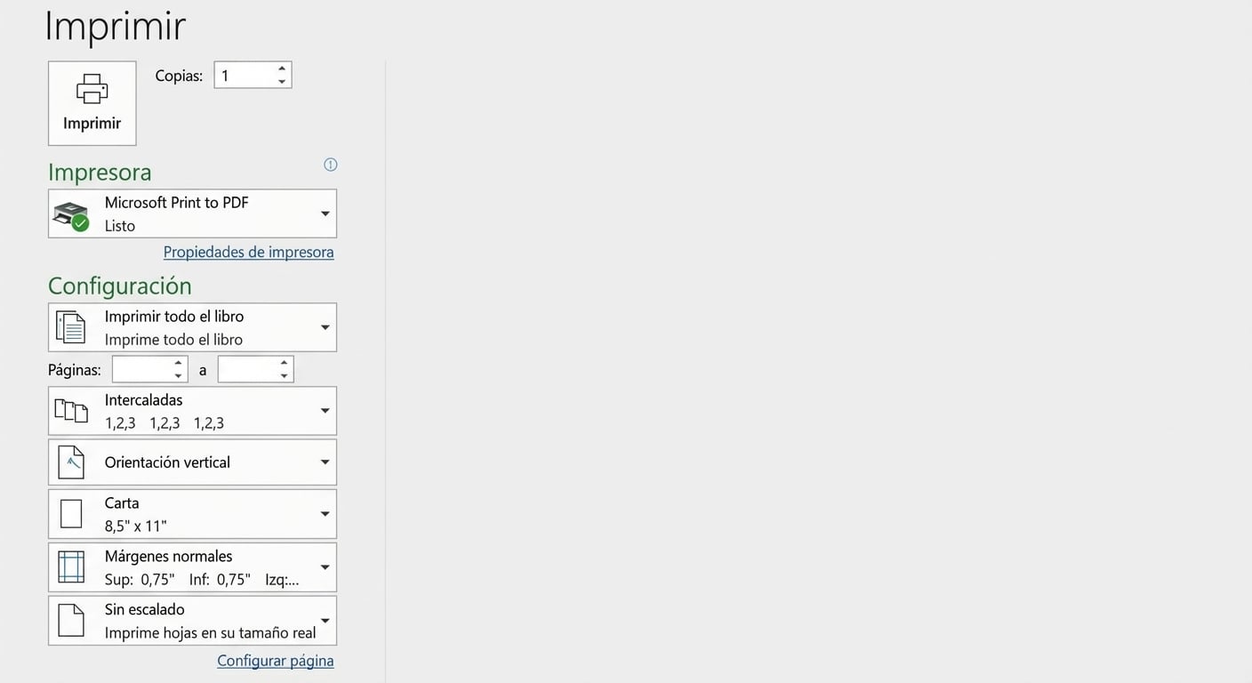 Configuración de impresión en Excel