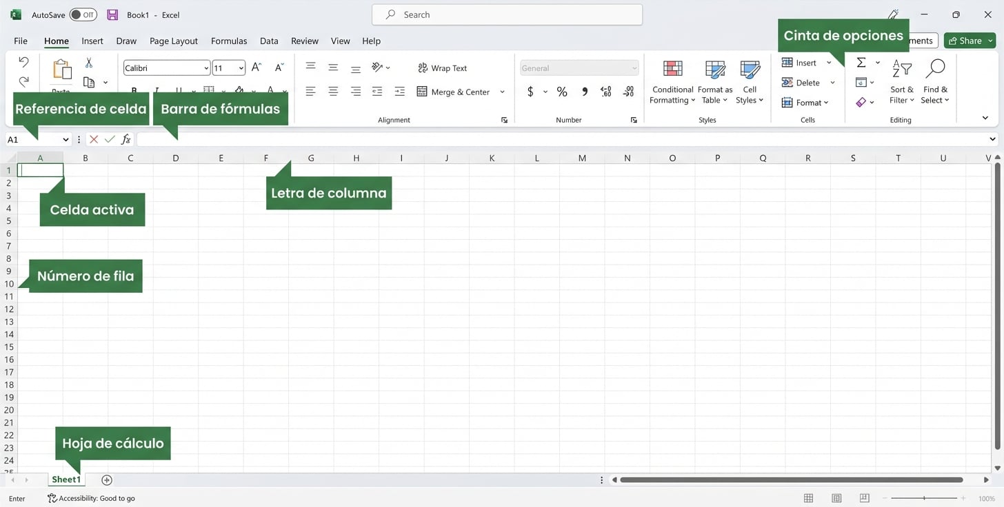 Captura de la interfaz de Excel
