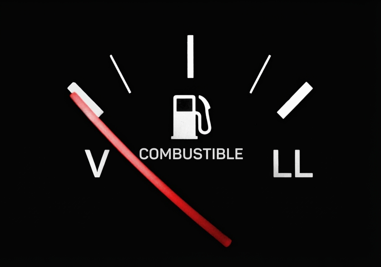 Un indicador de combustible que marca vacío