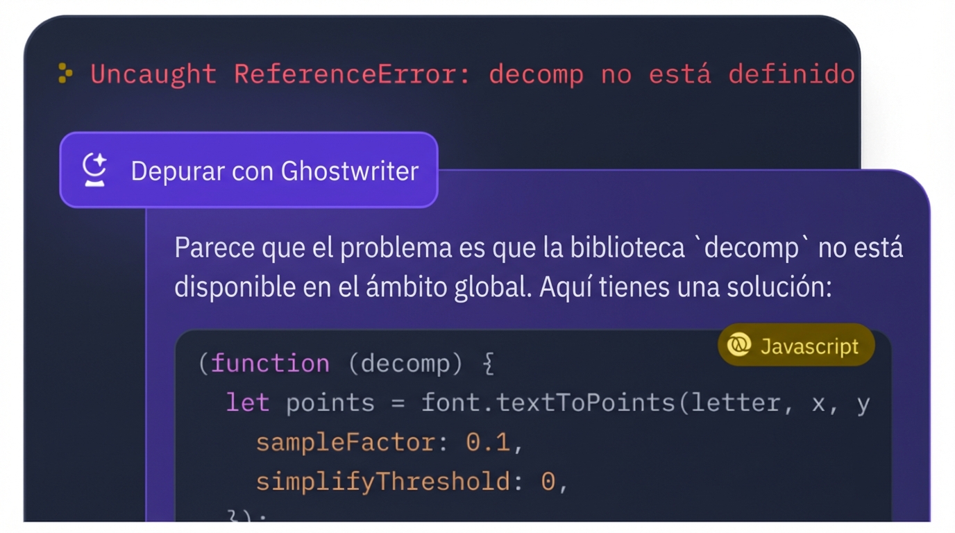 Captura de pantalla de una IA que genera código