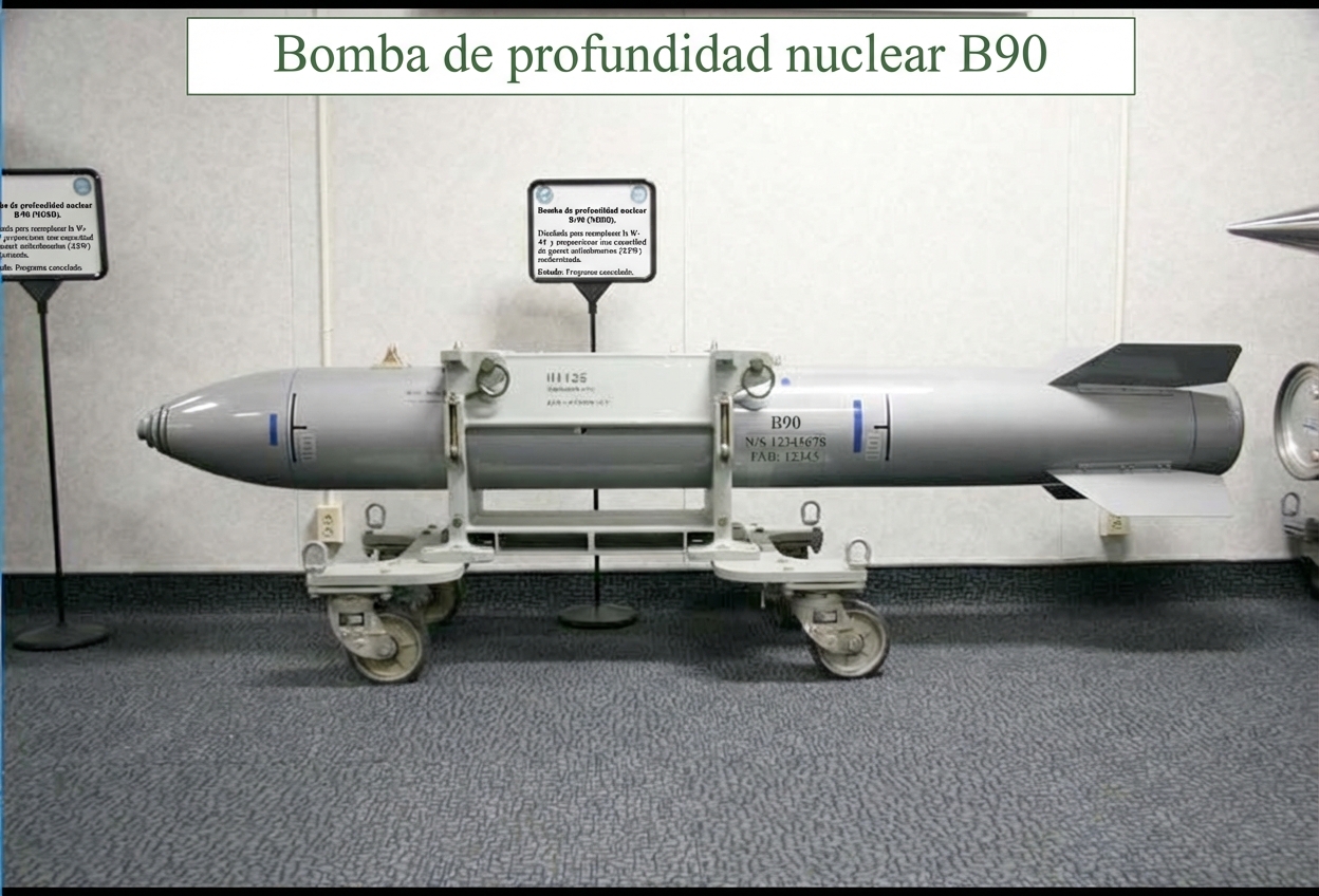 Imagen de una bomba nuclear sin detonar en un museo.