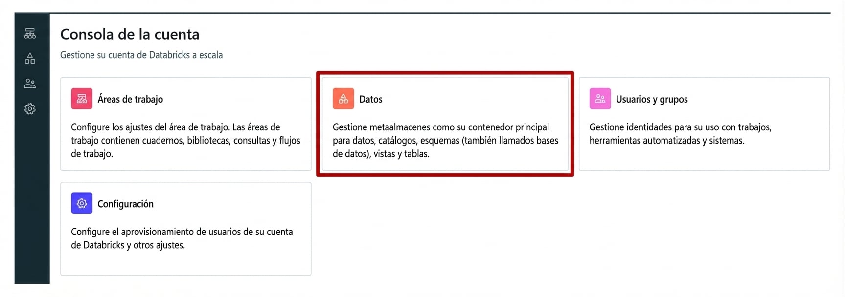 Datos en Account Console