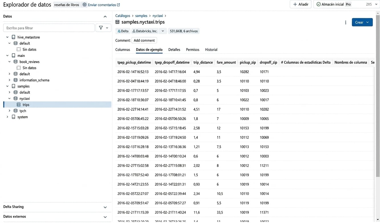 Explorador de datos UI