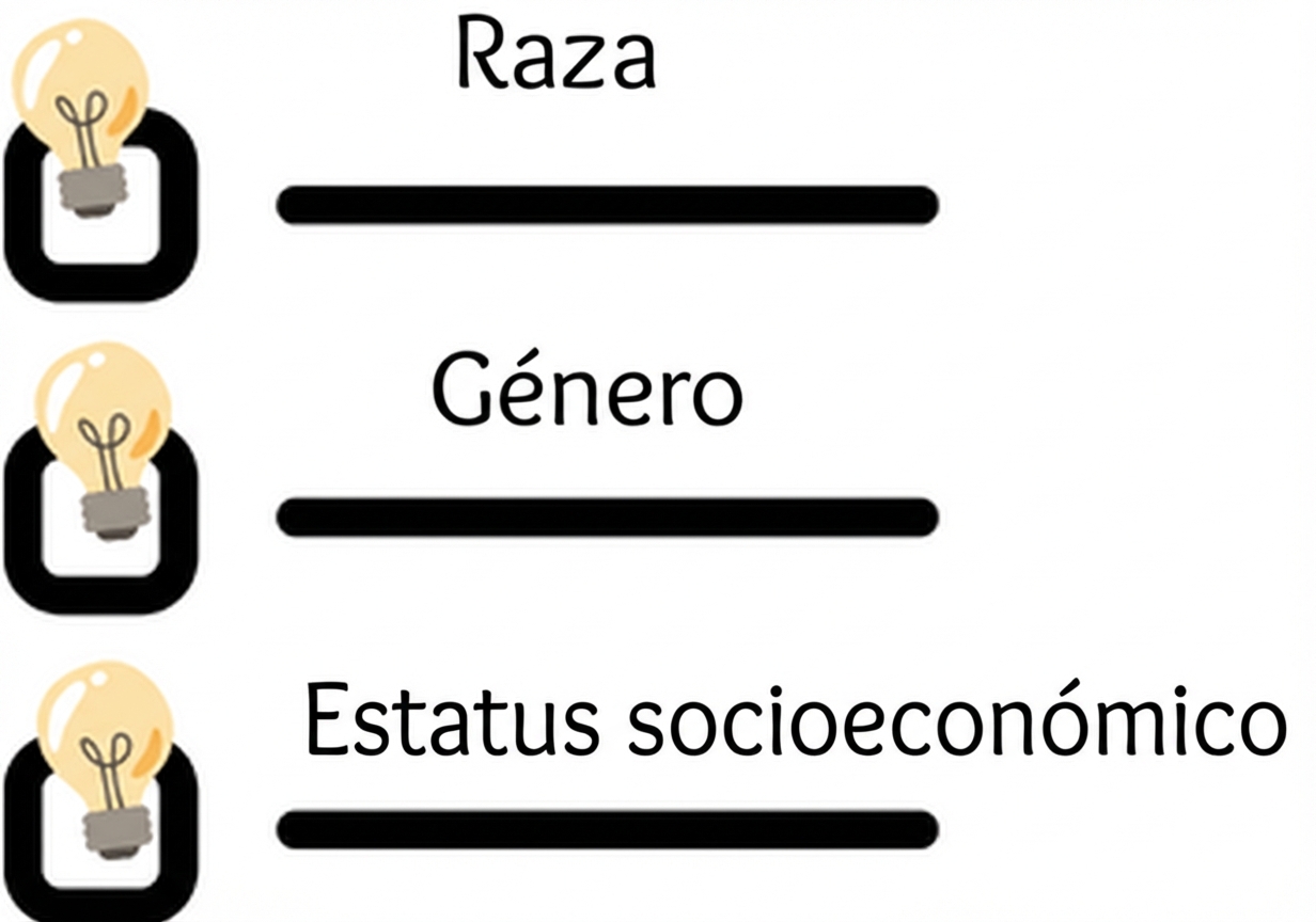 Una lista de verificación que incluye raza, género y estatus socioeconómico.