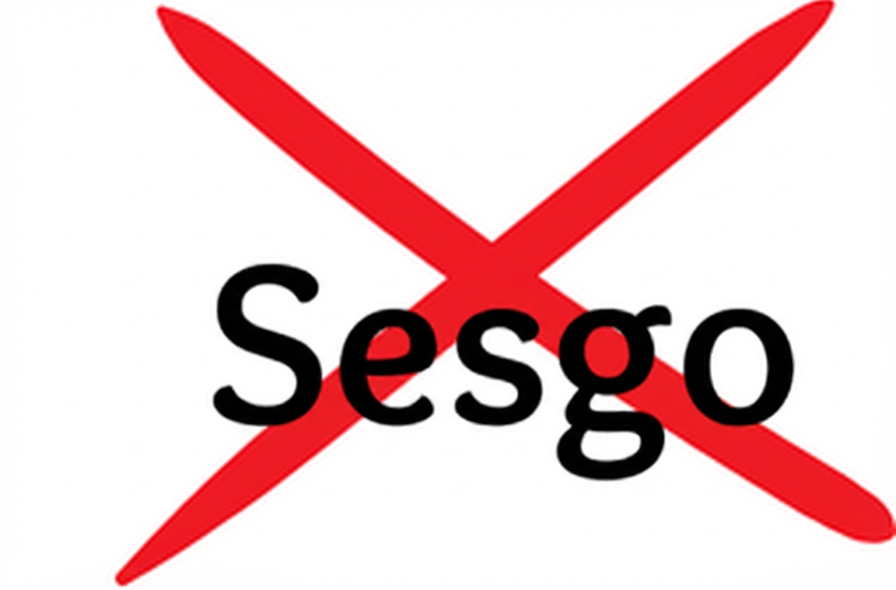 Una cruz roja sobre la palabra "sesgo".