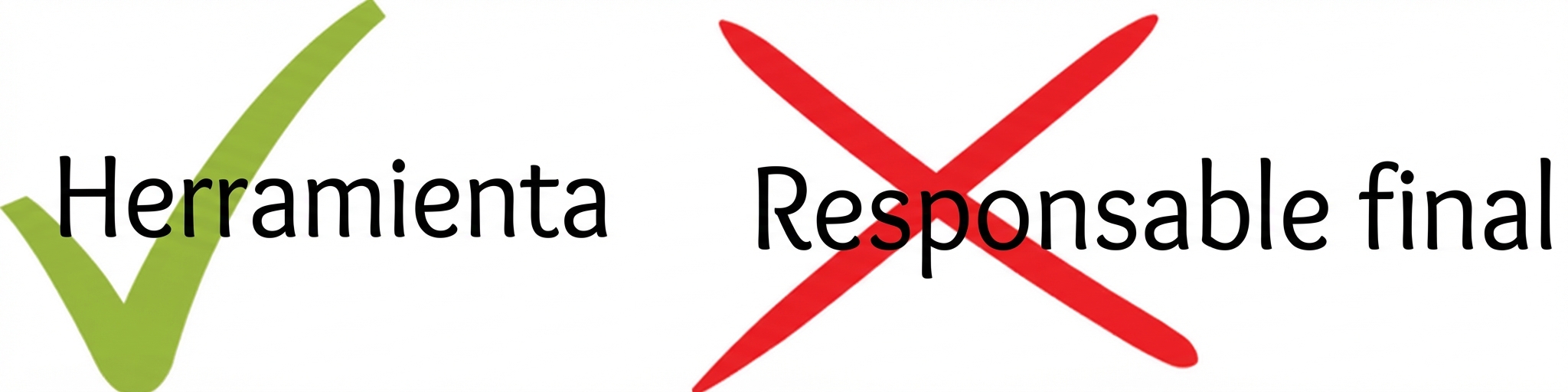 Una ilustración que muestra que la IA es solo una herramienta, y no la responsable de tomar la decisión final.