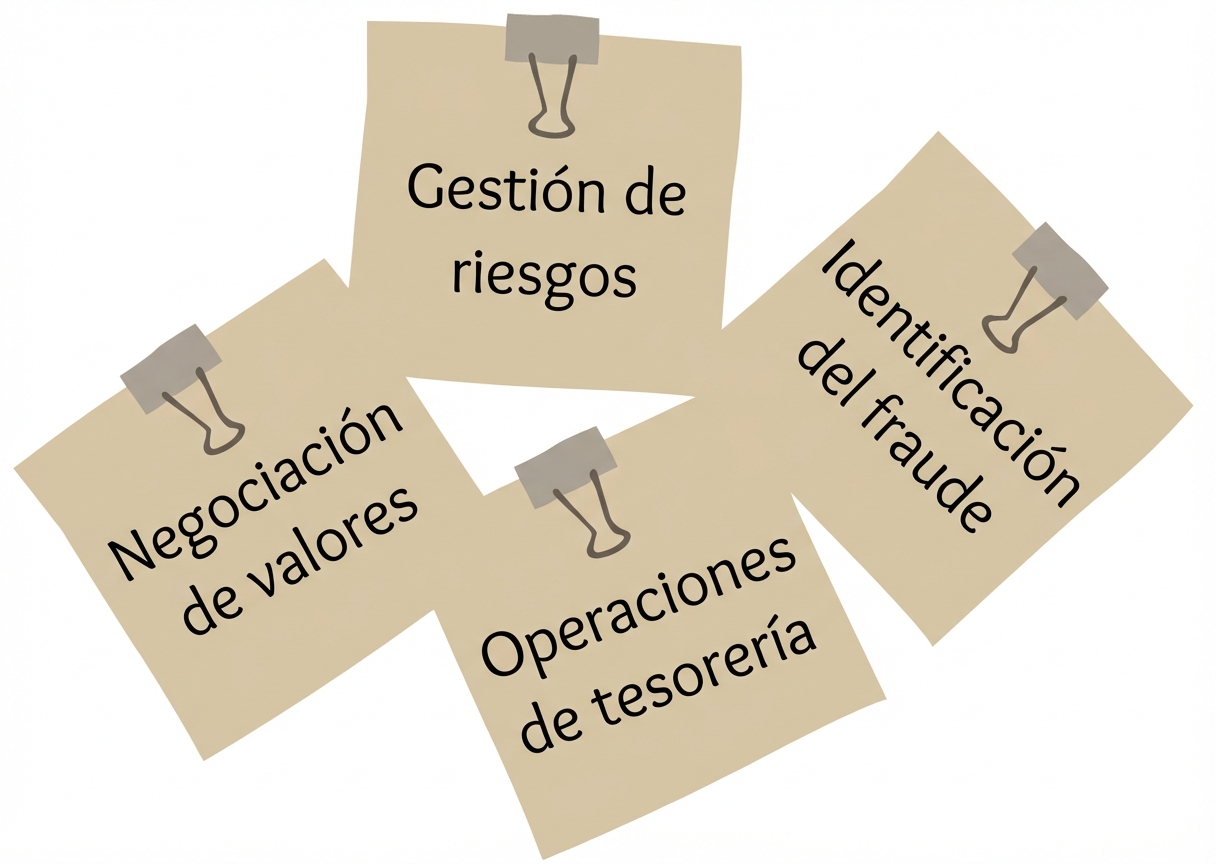 Notas adhesivas que ilustran que el sector de los servicios financieros suele utilizar la IA.