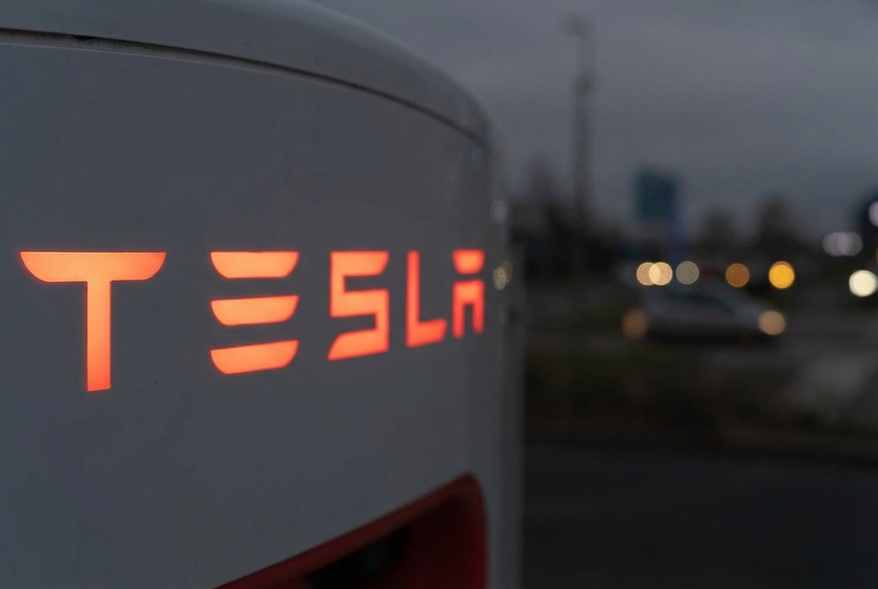 Una imagen del logotipo de Tesla.