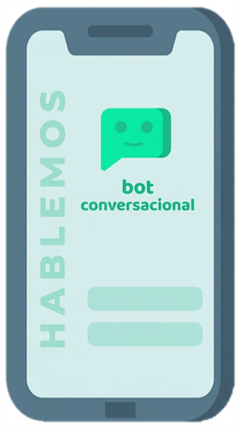 Icono que representa un chatbot en un móvil.