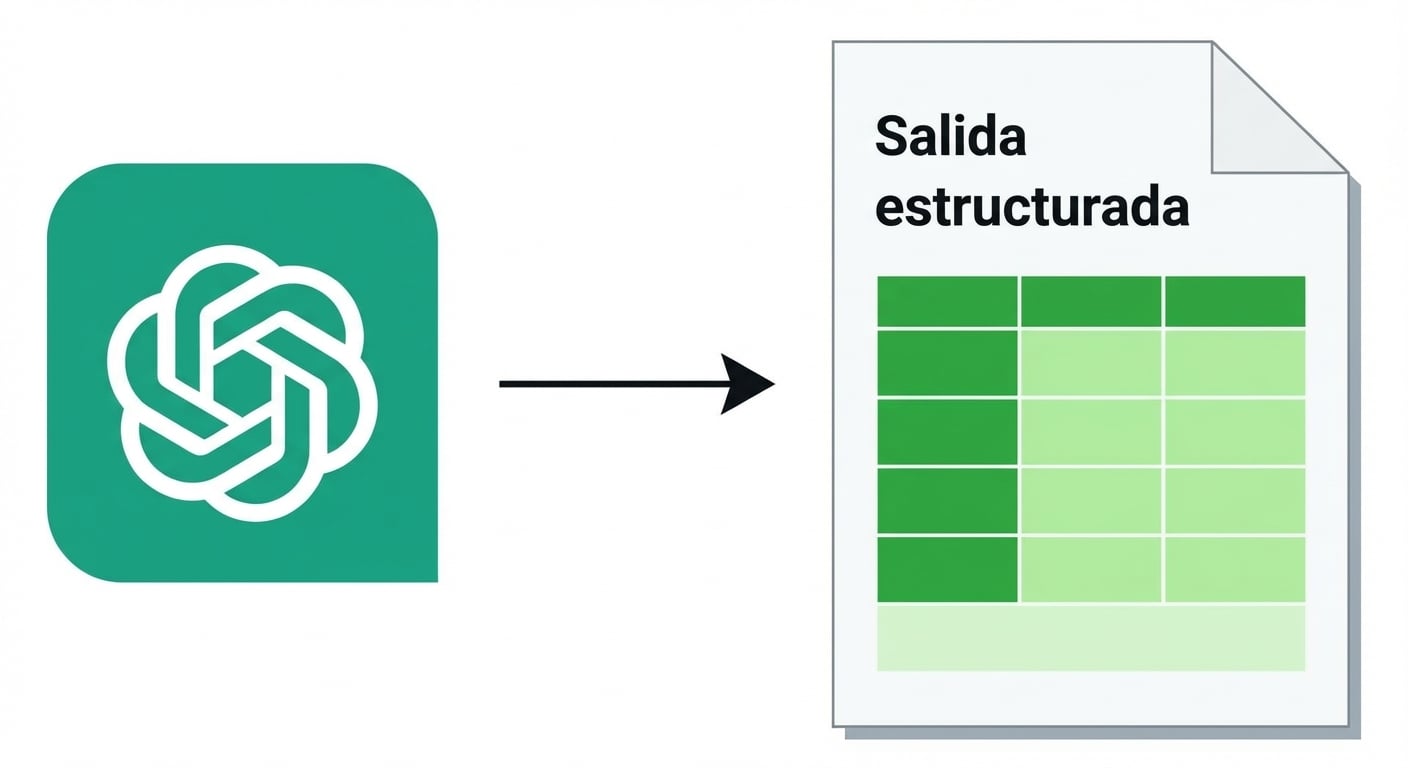 Diagrama que muestra que si pedimos una salida estructurada a ChatGPT, obtenemos la estructura solicitada; si no la especificamos, la respuesta no tiene estructura o es aleatoria.