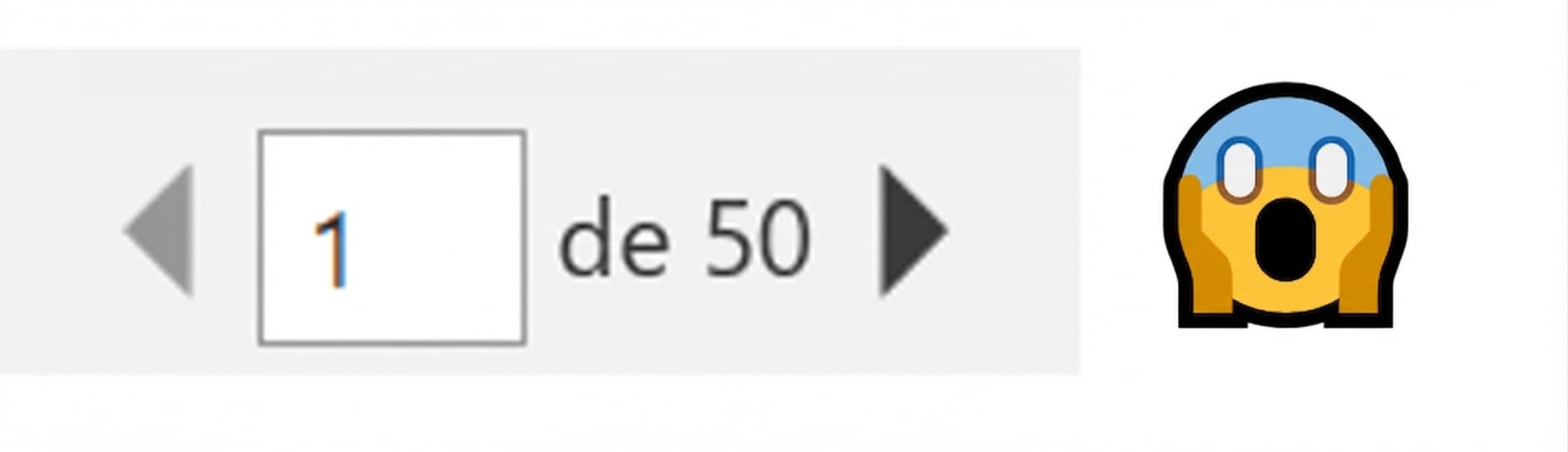 Impresión de 50 páginas y un emoticono asustado