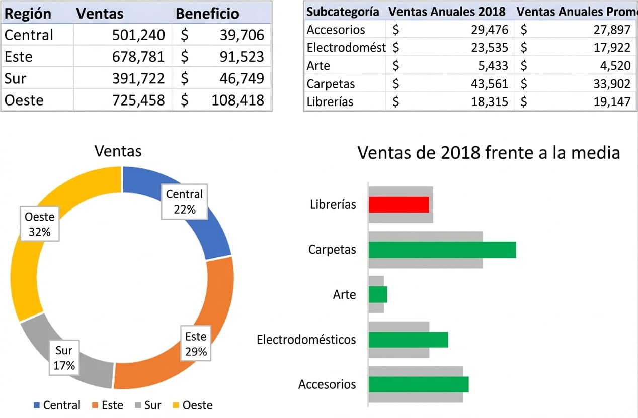 Ejemplos de tablas y gráficos con datos agregados